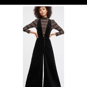 Free People Black Corduroy Overalls